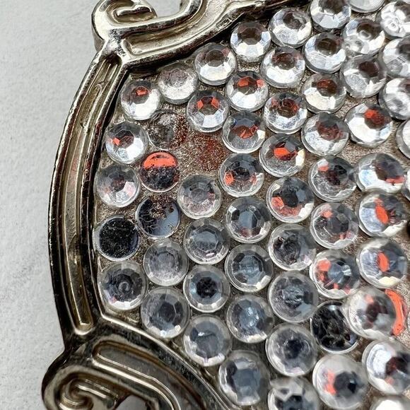 Silver Tone Rhinestone Scroll Western Bling Belt Buckle - Picture 5 of 10
